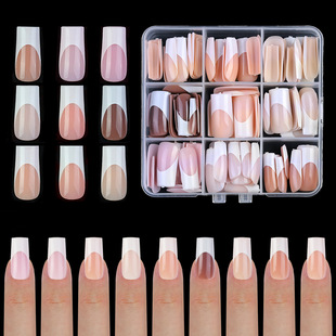 Cross-border special for nail mixed color French nail wearing nail patch nude pink French prefabricated armour Joker wholesale