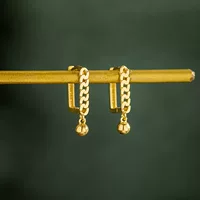 Серьги из чистого 14-каратного золота, женские новые Квадратные золотые шариковые пряжки, универсальные повседневные золотые украшения для пригородных поездок 24108