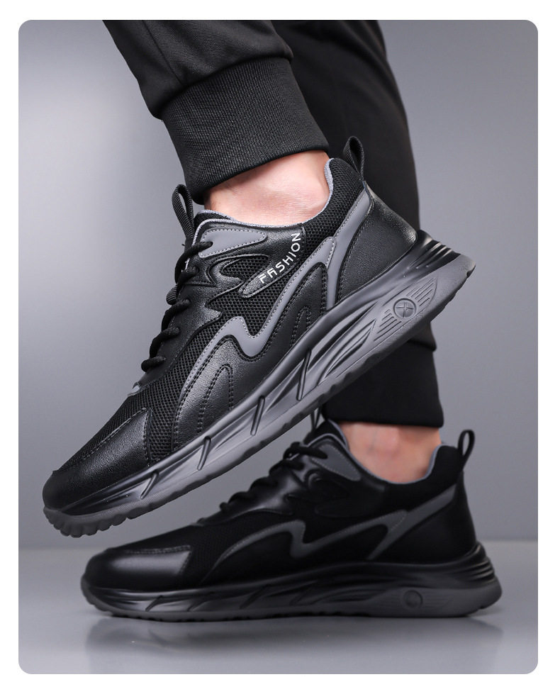 Giày thể thao nam da thật thoáng khí đế mềm, giày sneaker casual chạy bộ ngoài trời, gót 3-5 cm — HA8805 màu trắng, HA8805 màu đen chi tiết 16