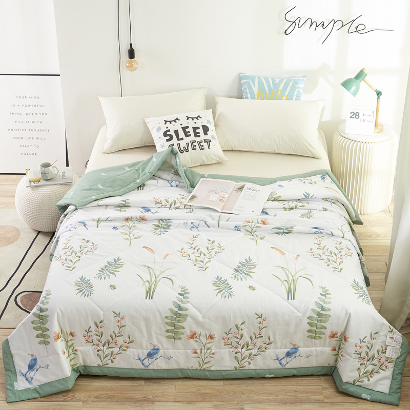 Summer air conditioning quilt 100% pure cotton double quilt summer cool quilt single size machine washable thin quilt