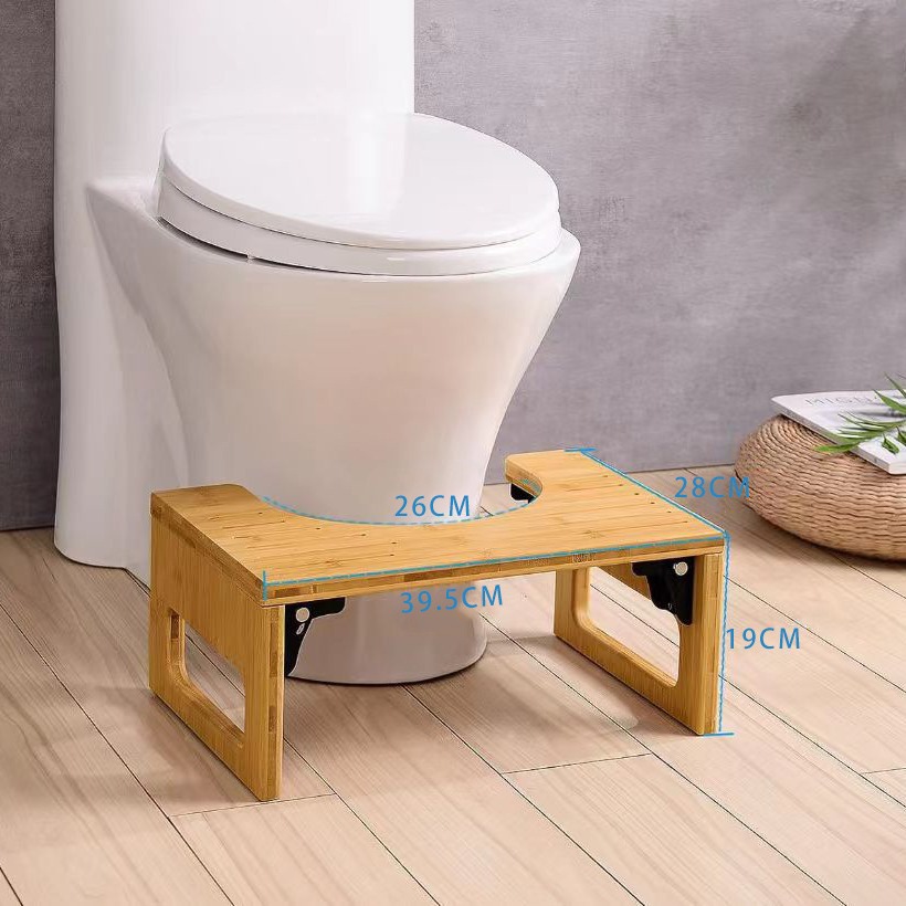 Taburete de baño de bambú taburete de baño plegable inodoro de madera cuclillas taburete niños mujeres embarazadas inodoro reposapiés pedal