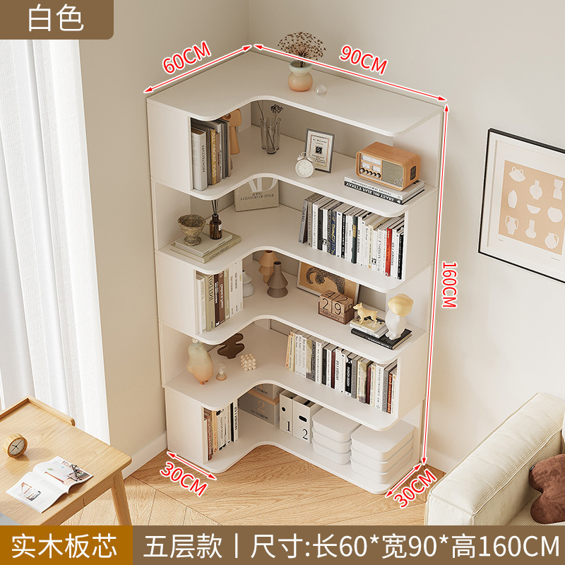 壁掛け多層収納キャビネット本棚床置き学生ホームコーナーキャビネットリビングルーム無垢材コーナー本棚収納ラック|undefined