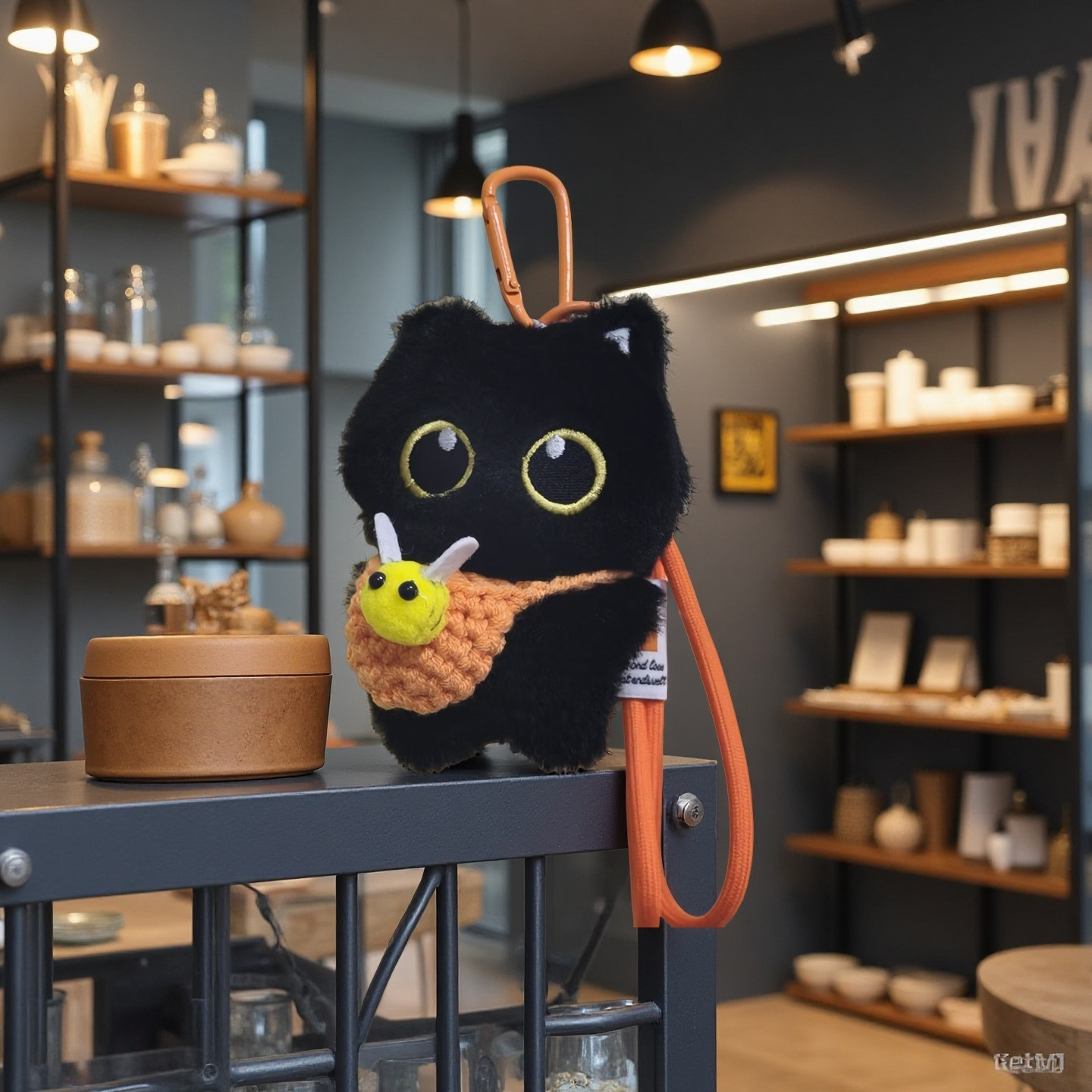 Super lindo pequeño gato negro colgante personalidad lindo muñeca de peluche tejido a mano colgante regalos multicolores para un buen amigo