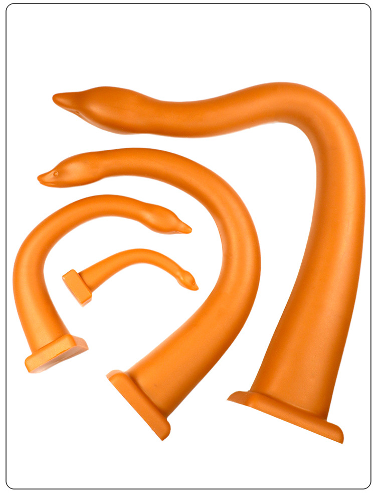 Silicone Anal Plug with Suction Cup, Gold, Special-Shaped Beaded Design — detail image 22