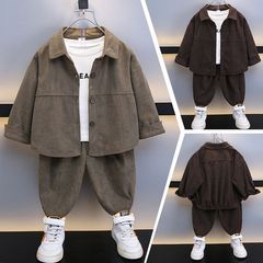 男の子秋スーツ 2025 新しい子供コーデュロイ 2 点セットベビー春秋ハンサム子供服男の子秋服