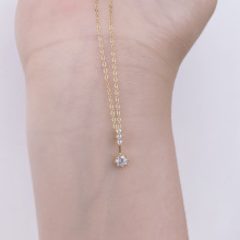 S925纯银项链镀14k金色新款唯美轻奢四钻锆石吊坠小红书热卖同款