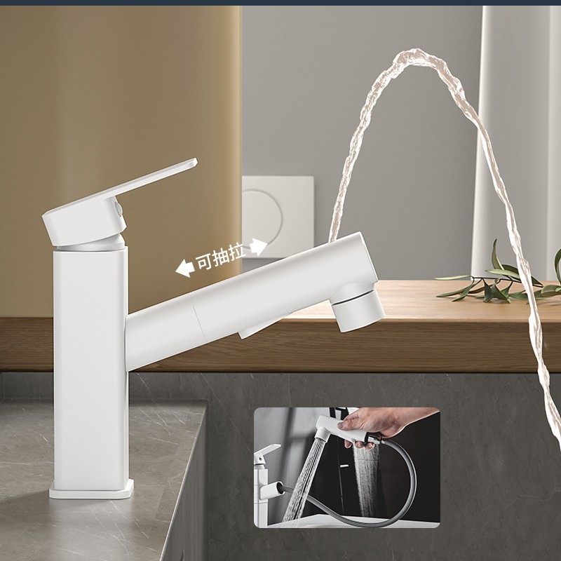 Todo el cobre de extracción de lavabo caliente y frío grifo de baño de un solo agujero lavabo lavabo lavabo fábrica de lavabo al por mayor