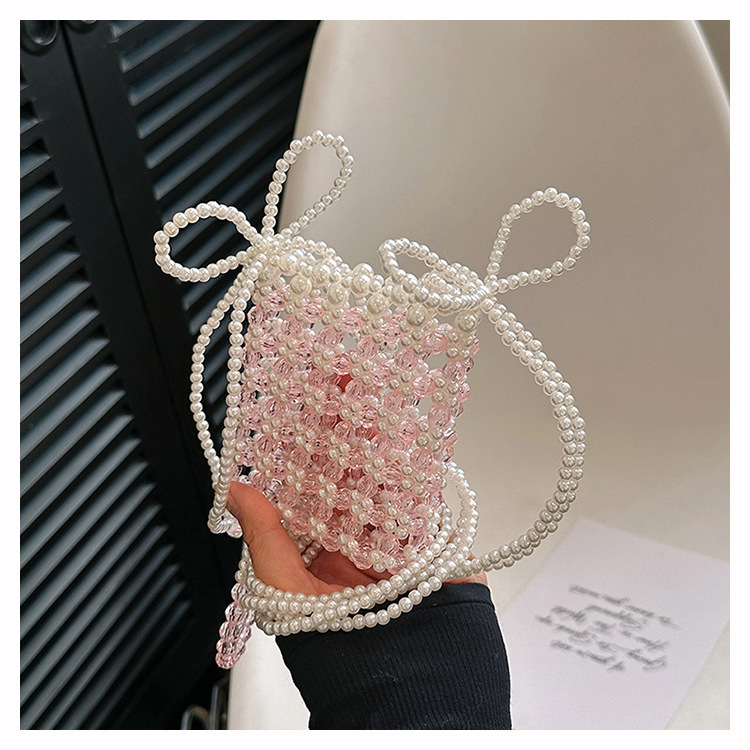 Women's Small PVC Solid Color Cute Streetwear Beading Square Open Crossbody Bag display picture 14