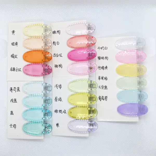 4cm jelly color clip Korean online red girl transparent plastic clip oval duck clip diy handmade materials wholesale
