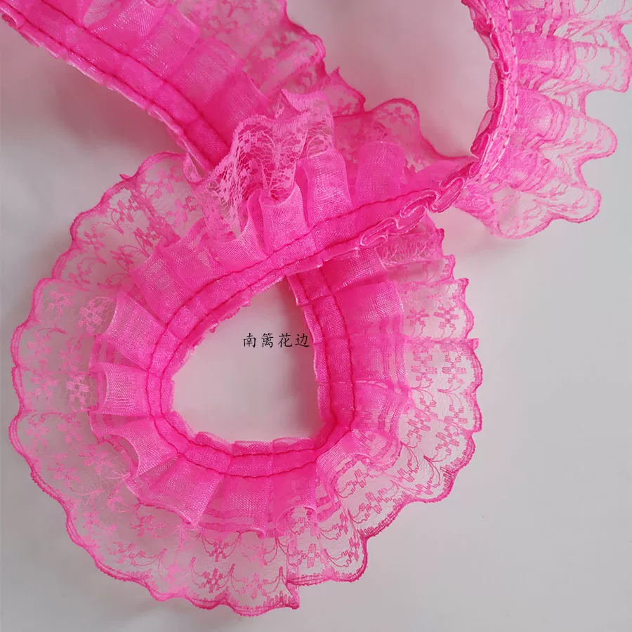 Dual‑layer ruffled lace trim, 4.5 cm wide, decorative sewing ribbon