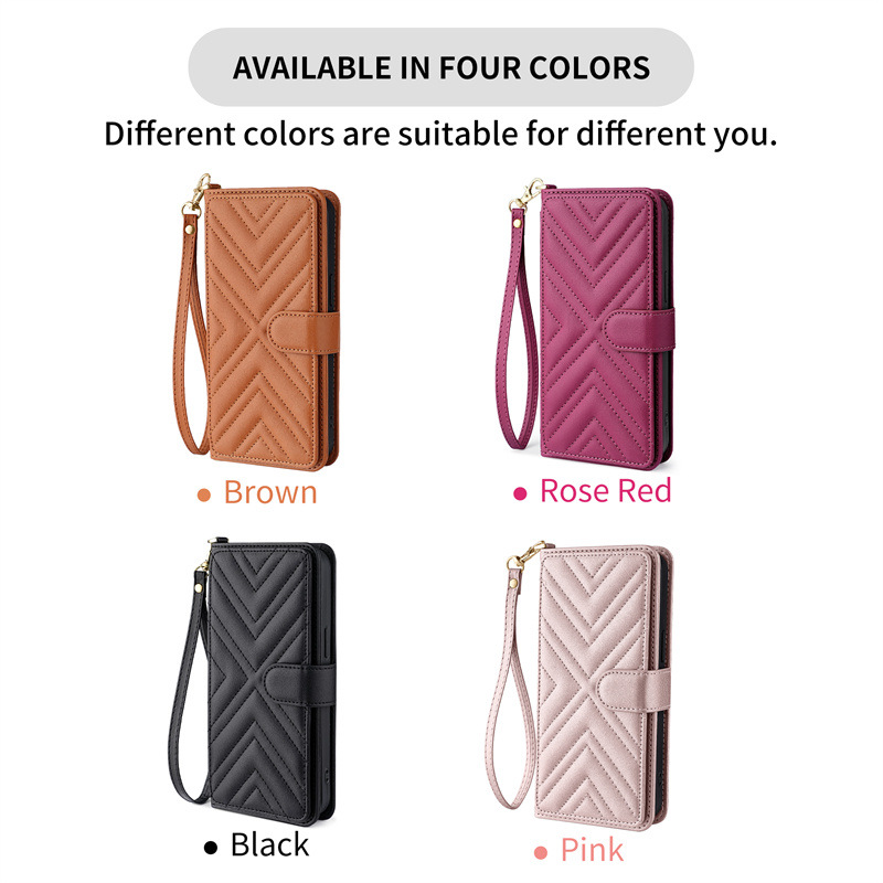 Étui portefeuille en cuir multifonction avec porte-cartes pour iphone 16 pro max_voghion.com