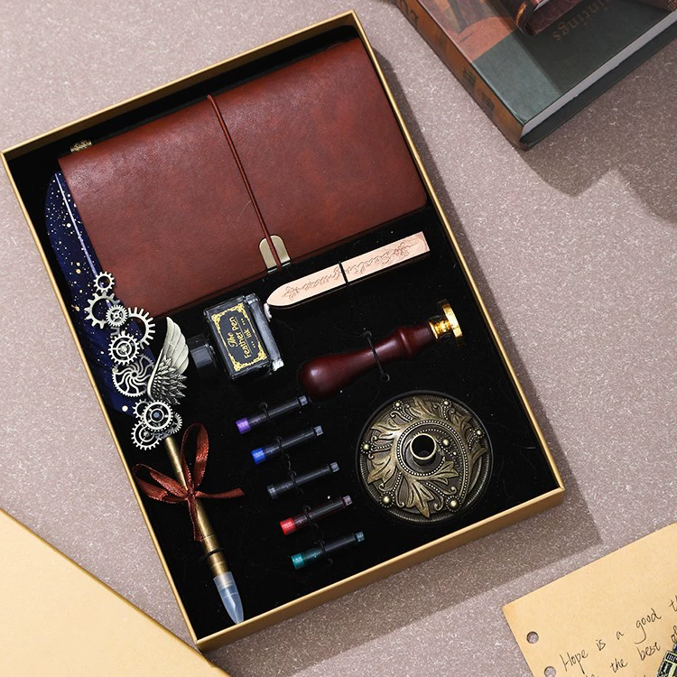 Ретро-механическая пишущая кисть, ручка в gift-boxed коробке с шестернями, набор для студентов, европейский стиль