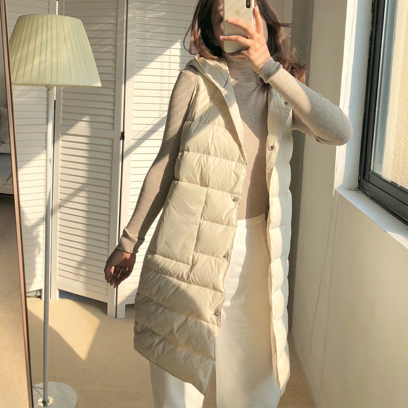 Coat Inner Base Liner Lightweight Mid-length Vest Hooded Down Jacket Vest Shoulder Vest Women's Hood