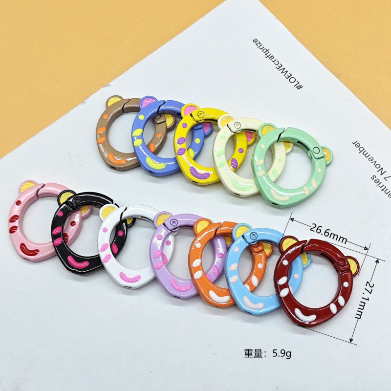 スプリングリングキャンディーカラースプリングバックルアクセサリーカラフルな愛ペイントブックリングカードリングキーホルダーオープン diy ジュエリー|undefined