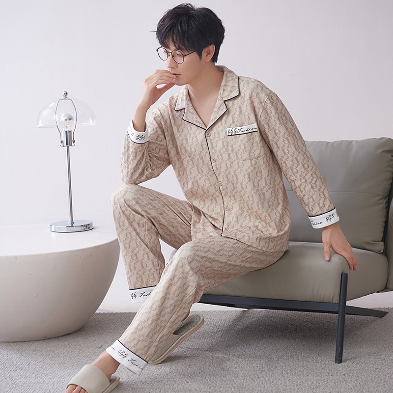Pijamas de hombre primavera y otoño de algodón puro 2023 nuevos hombres de manga larga resistente ropa para el hogar Otoño e Invierno