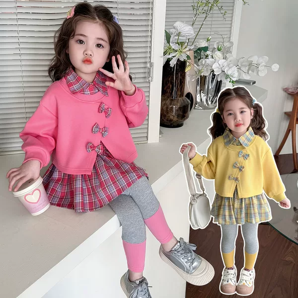 Girls' Sweatshirt Set Spring 2026 New Stylish Children's Fashion Two-Piece Outfit for Baby Girls Spring and Autumn Clothes
