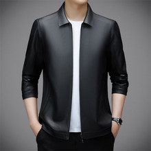 秋冬季新款男士外套休闲皮衣男机车服修身韩版翻领男式绵羊皮夹克