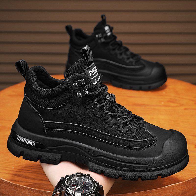 Zapatos de hombre de seguro laboral otoño 2024 nuevos zapatos de moda de trabajo deportivos y de ocio para hombres de trabajo antideslizantes, impermeables y resistentes al desgaste