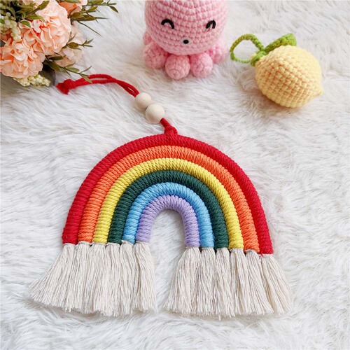 ins Nordic style 6 rainbow color car hangings car hand-woven decorative pendants children's room wall hangings