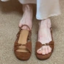小众一字夏季平底凉鞋