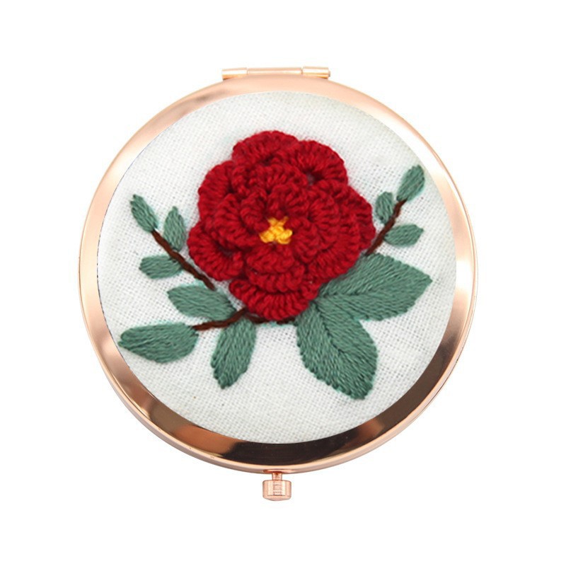 Bordado hecho a mano diy auto-bordado espejo cosmético paquete de material matar el tiempo de tela creativa Lu bordado espejo de mano de doble cara