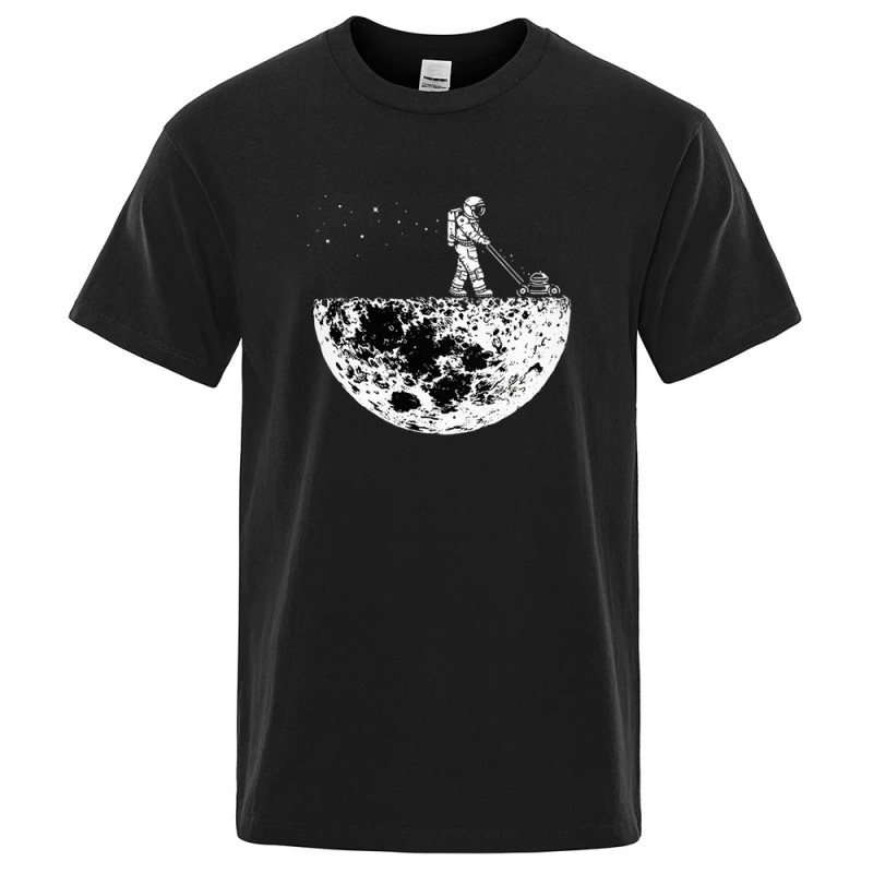 Astronaut Cherish the Moon Environment Funny Print Men's Loose Clothing Summer Soft Hip Hop T-Shirt
