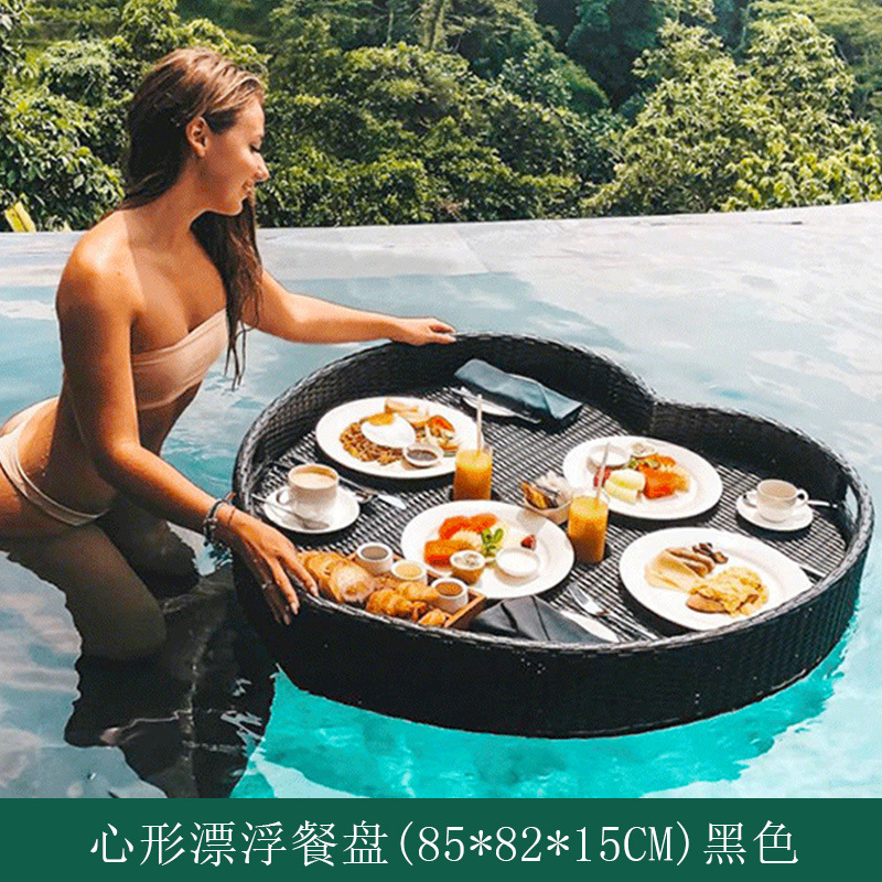 Té de la tarde de celebridades de Internet, cesta de ratán, bandeja de desayuno flotante de agua de Bali, bandeja flotante de la piscina de la villa del hotel