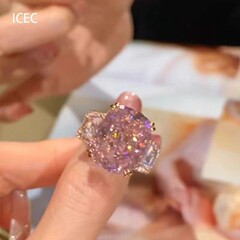 華やかな夢！女性用フレンチフラッシュピンクシュガーキューブリング、夏のドーパミン甘くてエレガントな親友へのギフトリング