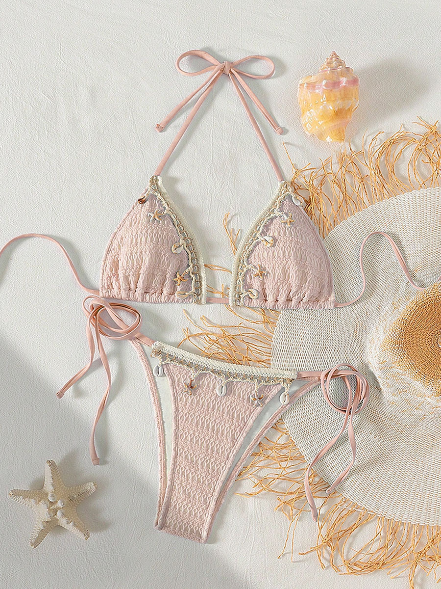 2025 trajes de baño de color sólido, trajes de baño de vacaciones de playa sexy de comercio exterior de Amazon