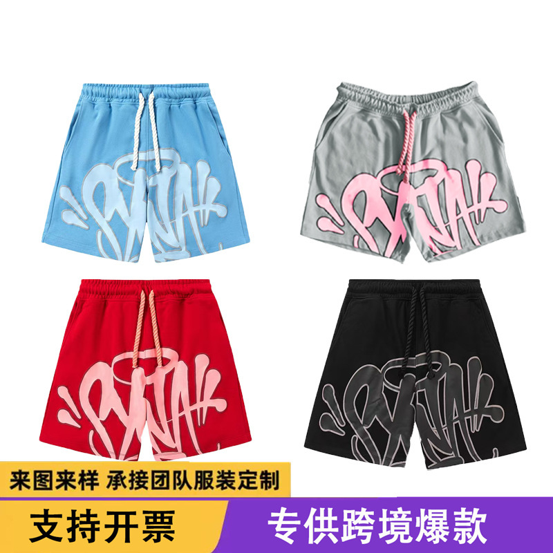 Cross-Border Foreign Trade American-Style Printed Short-Sleeved Suit Summer Casual Sports Two-Piece Set Street Style Letter Print for Men and Women