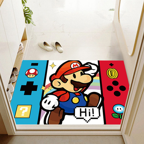 Cartoon porter Mario entrance door mat entrance carpet household door rub soil foot mat wholesale