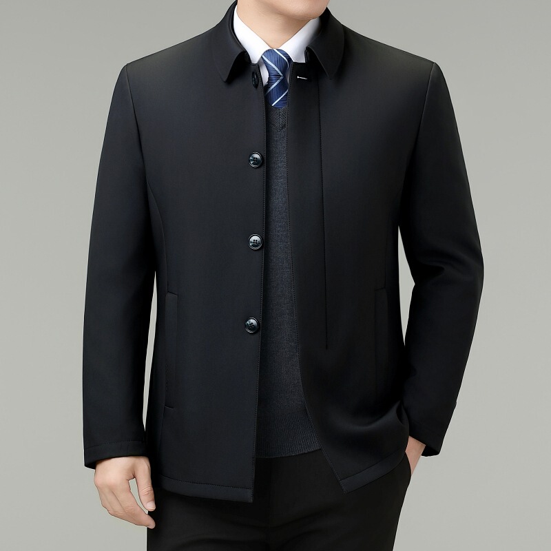 2025 New Cold-Proof down Jacket Men's Jacket with Removable Liner Middle-Aged Dad Warm Business Casual Jacket