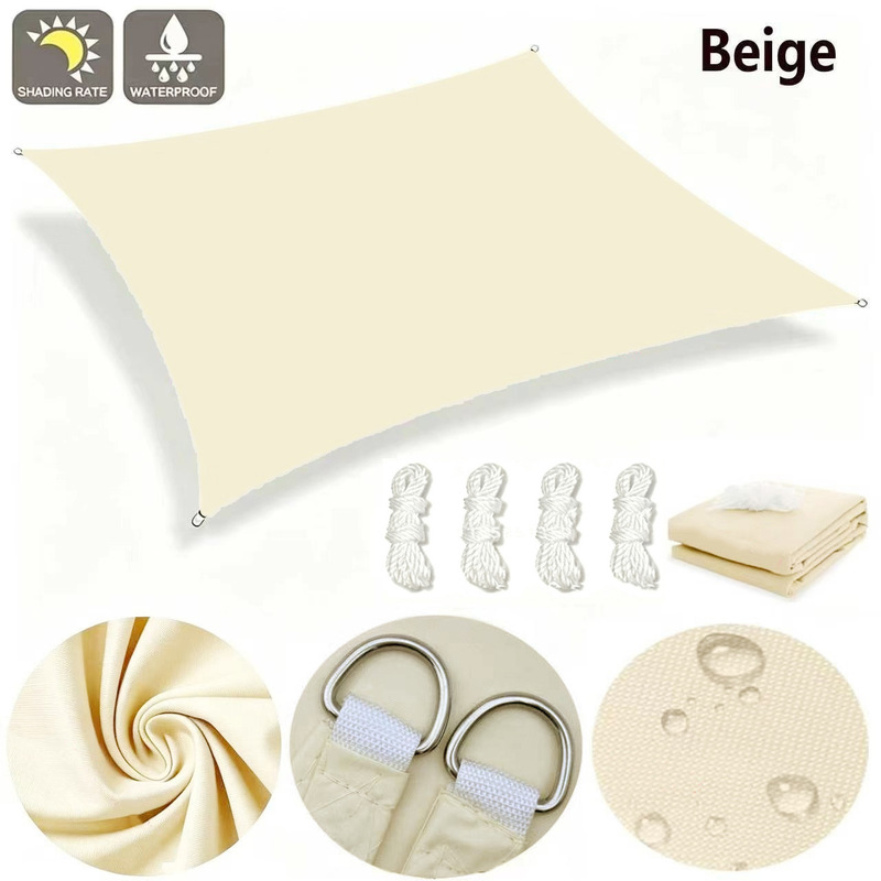 Wind-resistant rectangular sunshade sail, waterproof and UV-resistant, outdoor pool courtyard sun and rain protection canopy Wind-resistant rectangular sunshade sail, waterproof and UV-resistant, outdoor pool courtyard sun and rain protection canopy