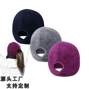 Winter Women's Ponytail Hat, Cationic Fleece Outdoor Cycling and Running Ear Protection Warm Hat, Cross-Border Hot-Selling Item