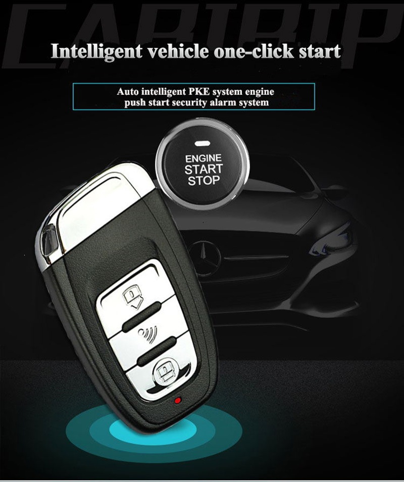Car one-button start anti-theft system with ignition, remote start, automatic security activation, and PKE (Passive Keyless Entry)