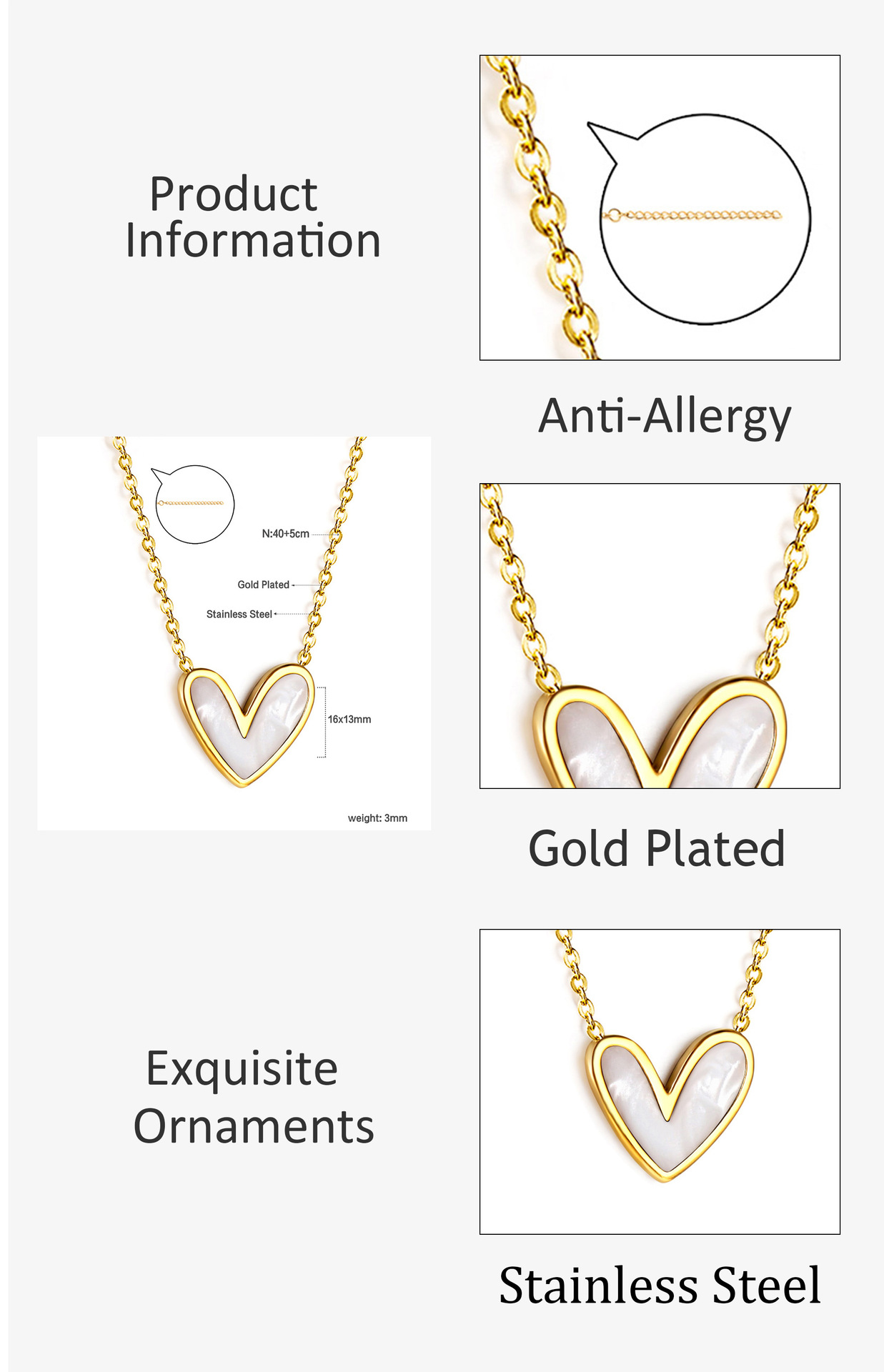 Heart Shape Pattern Women'S Gender Heart Shape Stainless Steel Titanium Steel Sweet Necklace