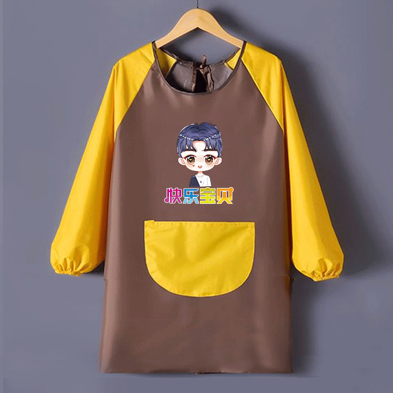 子供の絵の服のカバーの美術生の陶芸のエプロンの防水の防油の書道の小学生は毛筆の字を書きます。|undefined