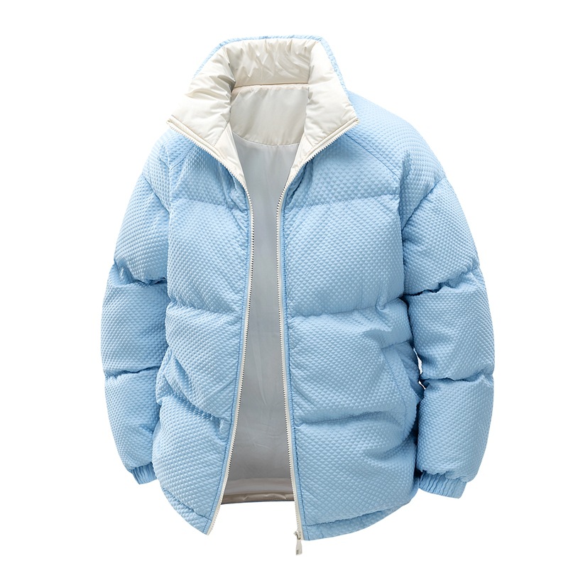 Stand-up Collar Granular Cotton-padded Clothes For Men And Women, Loose And Thickened Cotton-padded Clothes For Couples, Cotton-padded Jackets For Men_viptrois.com