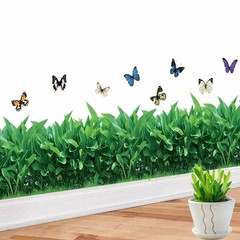 Home baseboards self-adhesive flowers and grass waistline waterproof baseboard wall stickers living room bedroom creative wall decoration