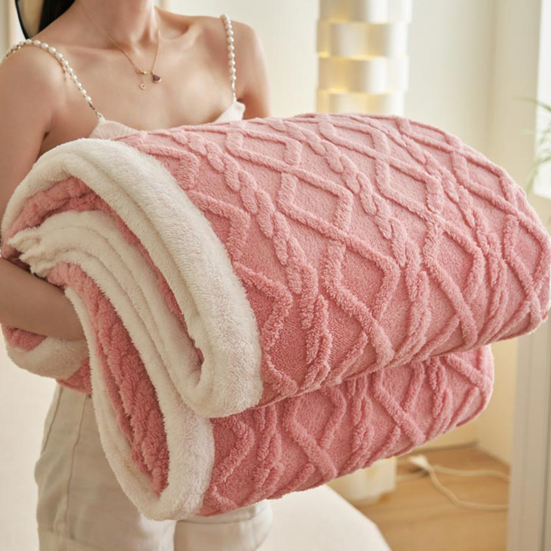 Fábrica directa de flange transfronteriza mantas de peluche de color sólido sábanas de calentamiento gruesas mantas de peluche de coral siesta mantas al por mayor