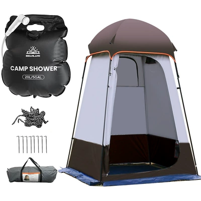 Avtomobil dam çadırları – bestseller: Extra-large and high-height outdoor - brown-tent-shower-bag-set-white-head-single