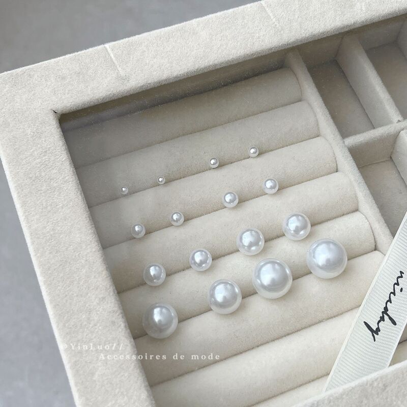 925 needle Korean style elegant simple pearl stud earrings women's all-match High sense round pearl earrings earrings wholesale