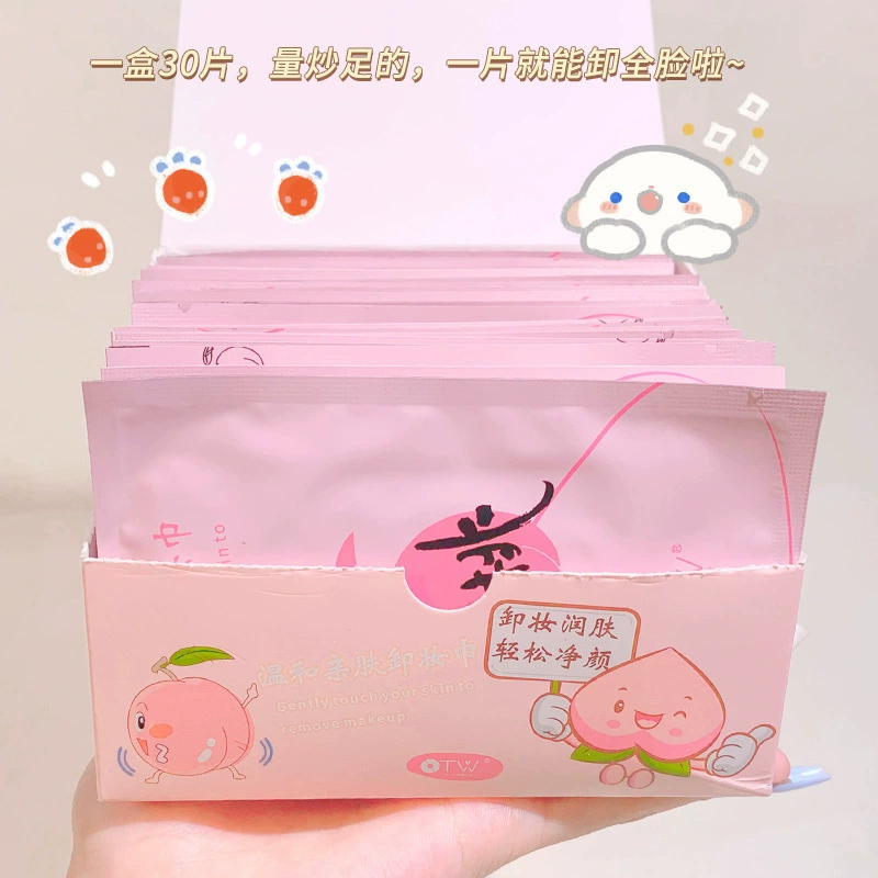Красивый инструмент для макияжа OTW peach мягкая кожа - дружелюбное к коже средство для снятия макияжа 30 таблеток одноразово бесплатная промывка глаз, губы и лица доступны