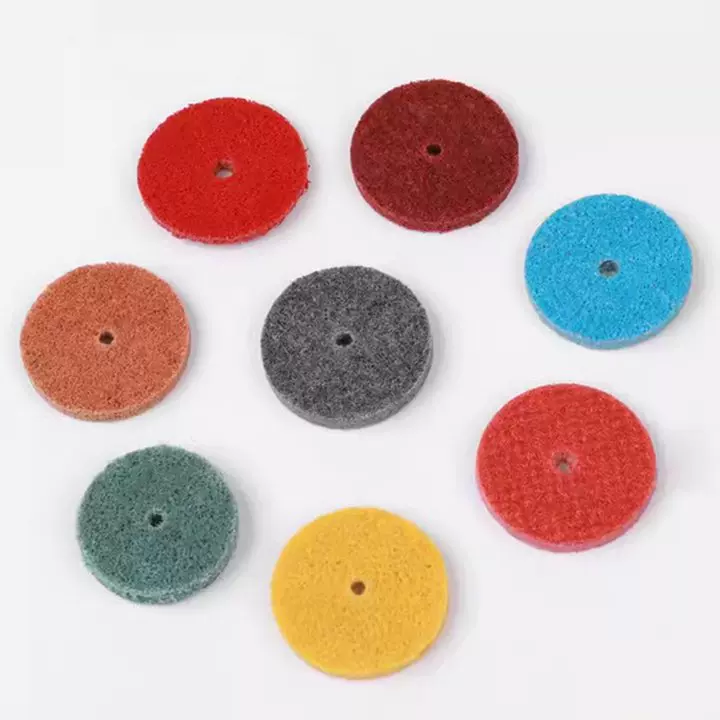 T型纤维磨头彩色尼龙轮磨片菜瓜薄片不织布磨头清理打磨抛光去皮