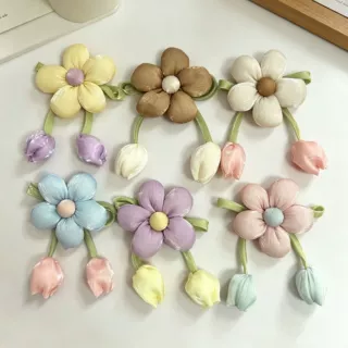 新款布艺充棉小花吊坠郁金香diy服饰配件可爱立体花朵五瓣花辅料