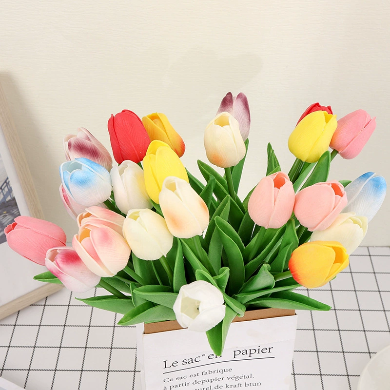 Artificial polyurethane tulip stem, realistic touch, wedding & home décor, lightweight 0.015 kg