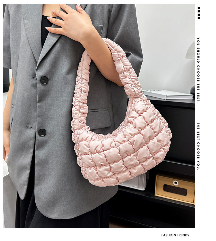 Cloud Bag New Wrinkled Dumpling Bag Puff Down Bag Versatile Lightweight Handheld Single Shoulder Underarm Women's Bag_voghion.com