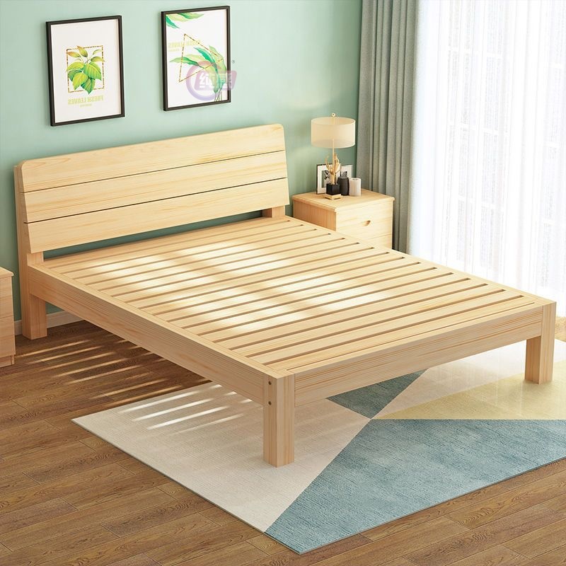 简约实木床1.8米床简易双人床成人主卧1.5米床架1.2米学生单人床
