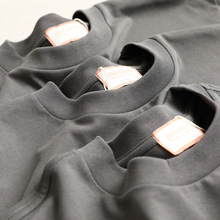 包郵 一件代發 美式小領口t恤 250g重磅純棉簡約男裝夏季純色短袖