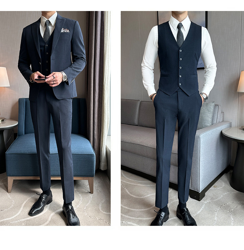 Moderner Herren Anzug 3-teiliges Business Set Sakko Weste Hose_voghion.com